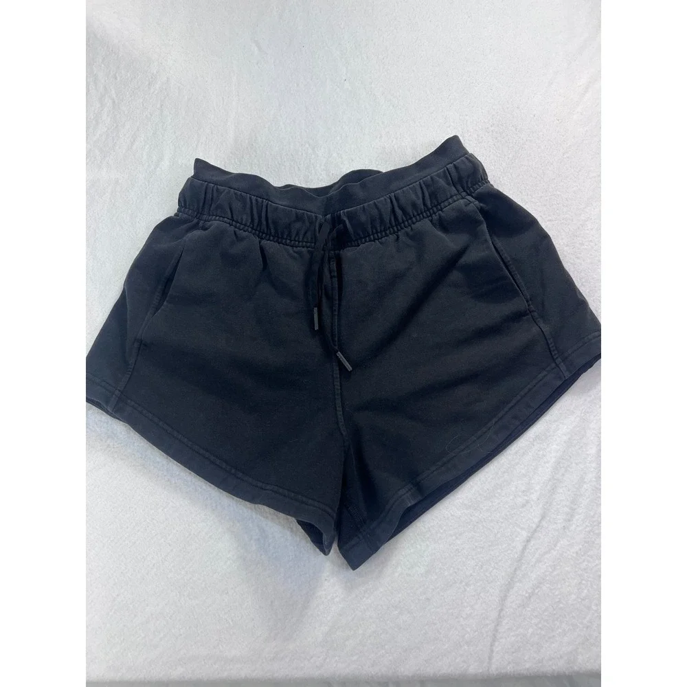 Lululemon‎ Inner Glow High-Rise Short Black French Terry Cotton Size 4